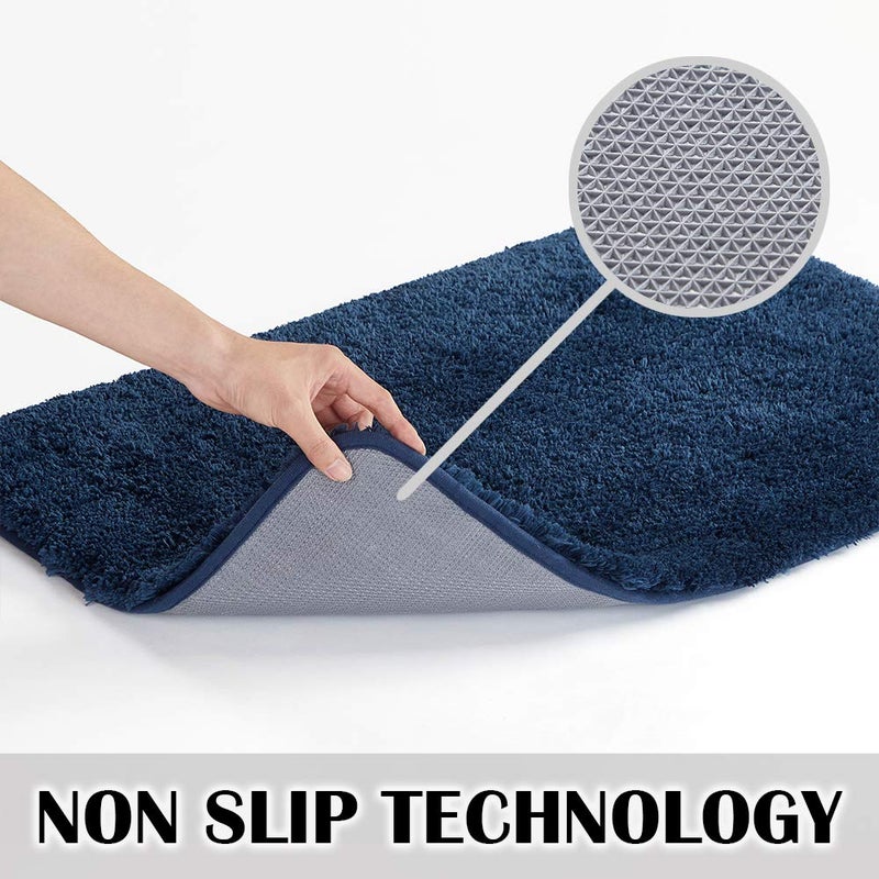 Suchtale Non Slip Bath Mat for Bathroom - 20 x 32 Navy, Soft Microfiber Shaggy Bath Rug, Machine Washable Plush Shower Mat - Image 3